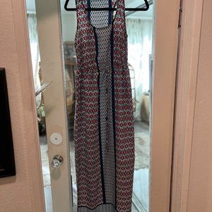Red/Blue Boho Patter Tank Maxi Dress, size S.